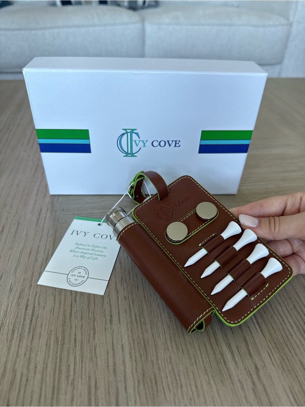 Ivy Cove Torrey Pines Golf Set Loop Tag Tees, Flask Luggage Tag For Golfing BNWT